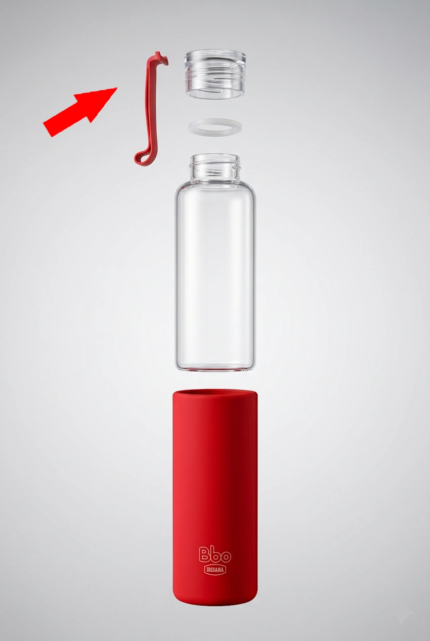 Asa de silicona roja de repuesto para botella Bbo4 Irisana