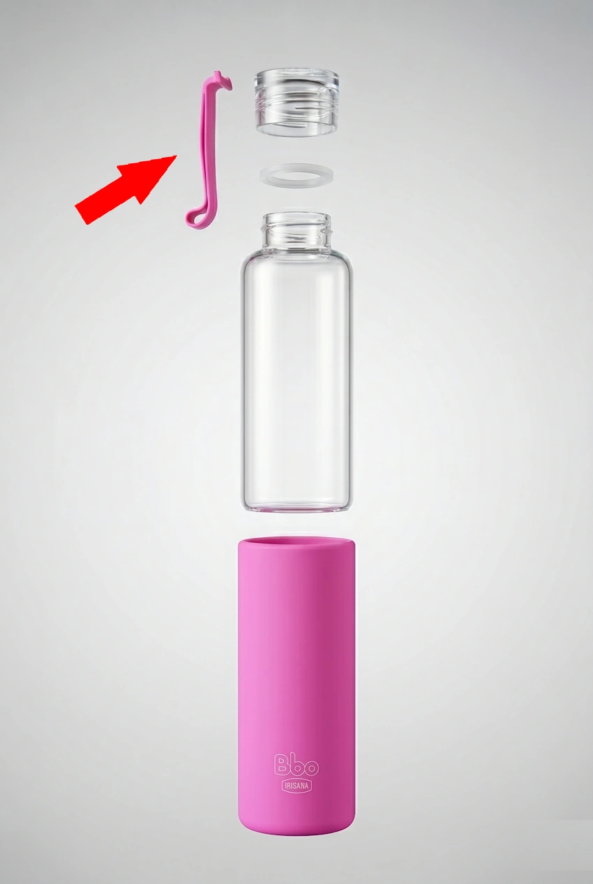 Asa de silicona rosa de repuesto para botella Bbo4 Irisana