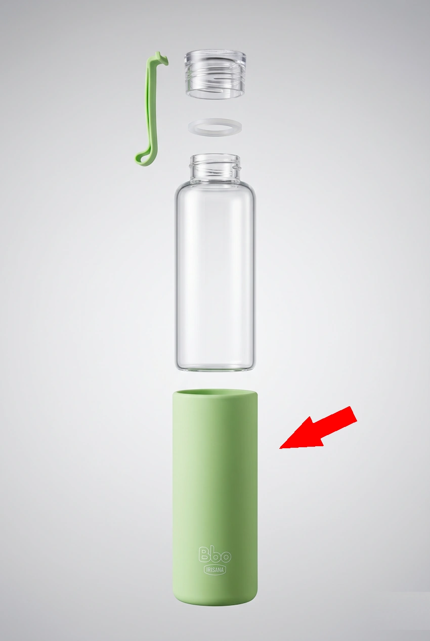 Funda de silicona verde de repuesto para botella Bbo4 Irisana