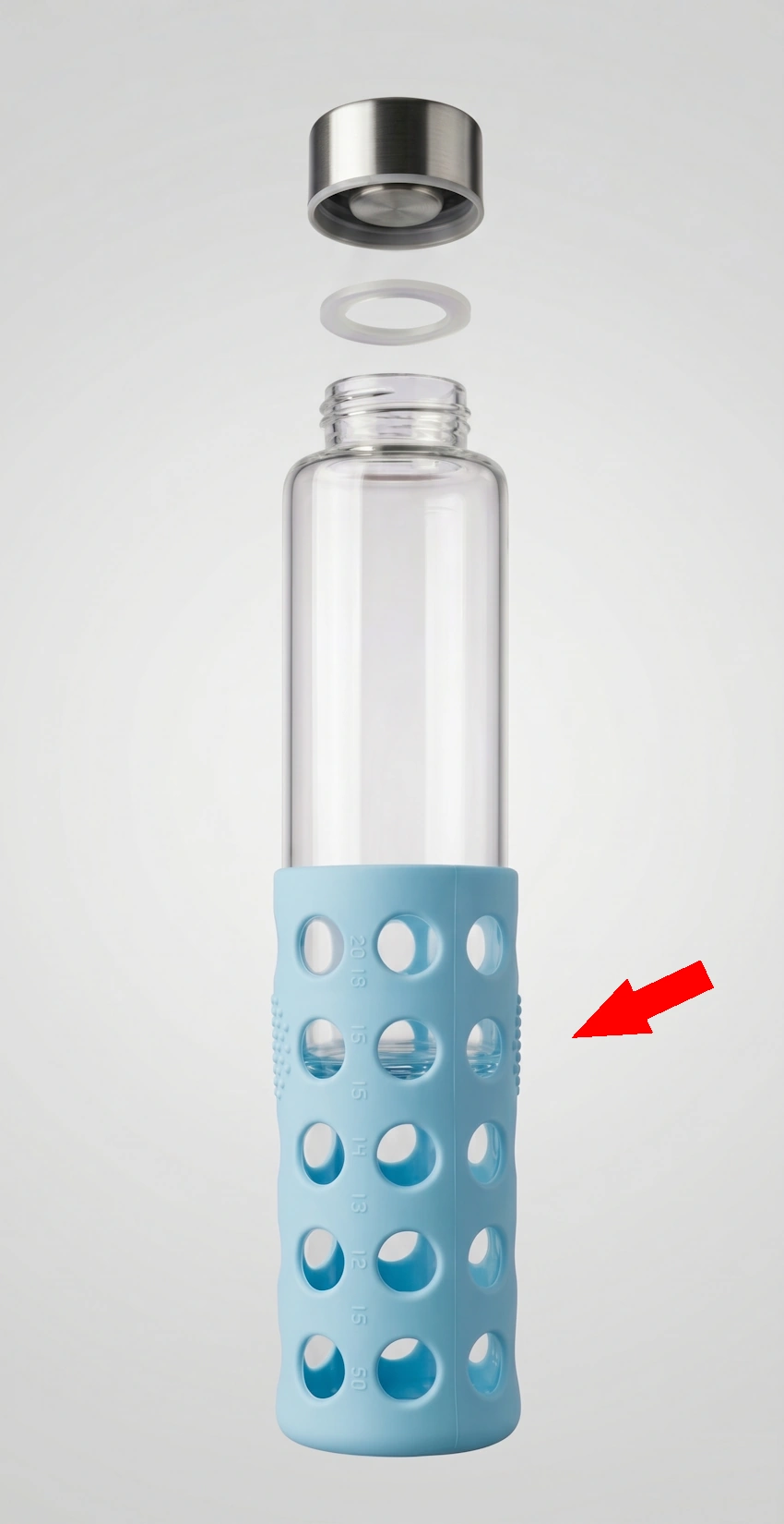 Funda de silicona con agujeros azul de repuesto para botella Bbo6 Irisana
