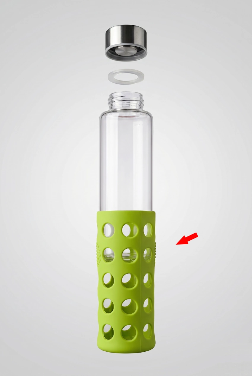 Funda de silicona con agujeros verde de repuesto para botella Bbo6 Irisana