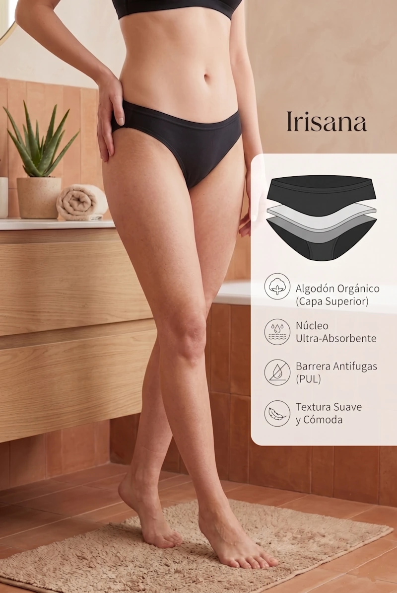 Braguita Menstrual Irisana Íntima - Algodón Orgánico y Bambú