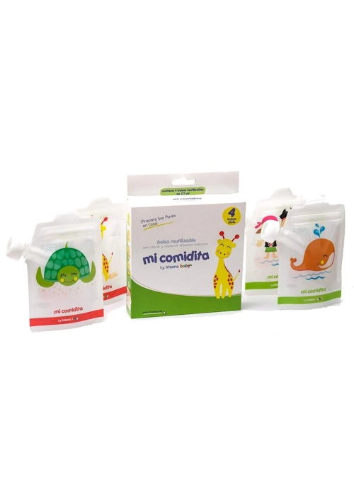 Bolsitas Reutilizables Mi Comidita by Irisana Baby - Pack 4 uds.