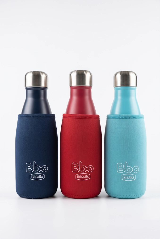 Botella Termo BBO Irisana con Funda de Neopreno - Acero Inoxidable 350 ml