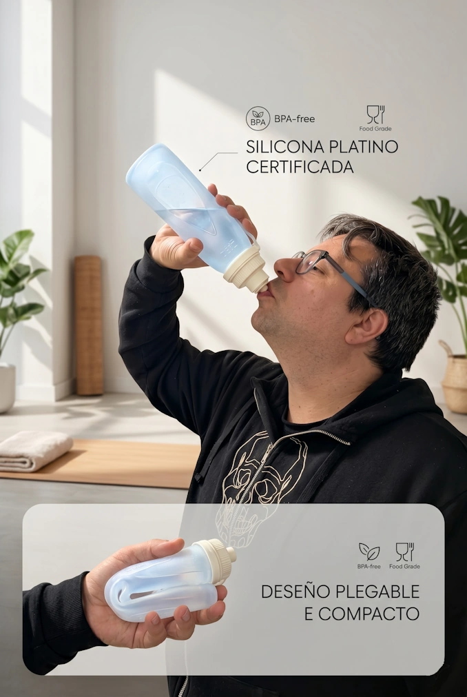 Botella Plegable Bbo Irisana de Silicona Platino - 500 ml