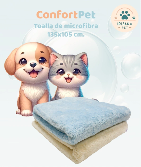 ConfortPet Irisana - Toalla de Microfibra XL para Mascotas (135x105 cm)