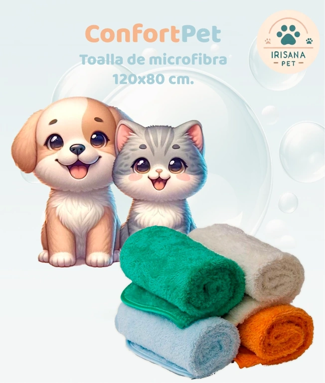 ConfortPet Irisana - Toalla de Microfibra para Mascotas (120x80 cm)