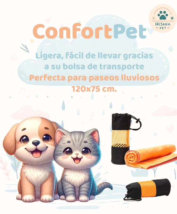 ConfortPet Irisana - Toalla de Microfibra Ligera con Bolsa de Transporte (120x75 cm)